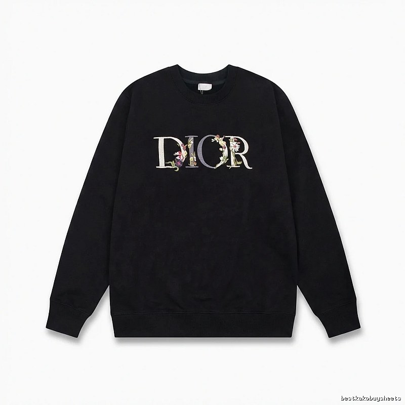 Dior Floral Alphabet Style Black Sweatshirt