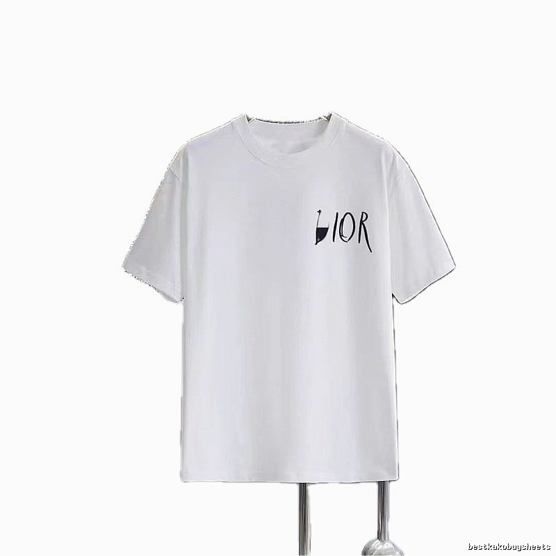 Dior Graffiti Casual Style White Short-sleeve T-shirt