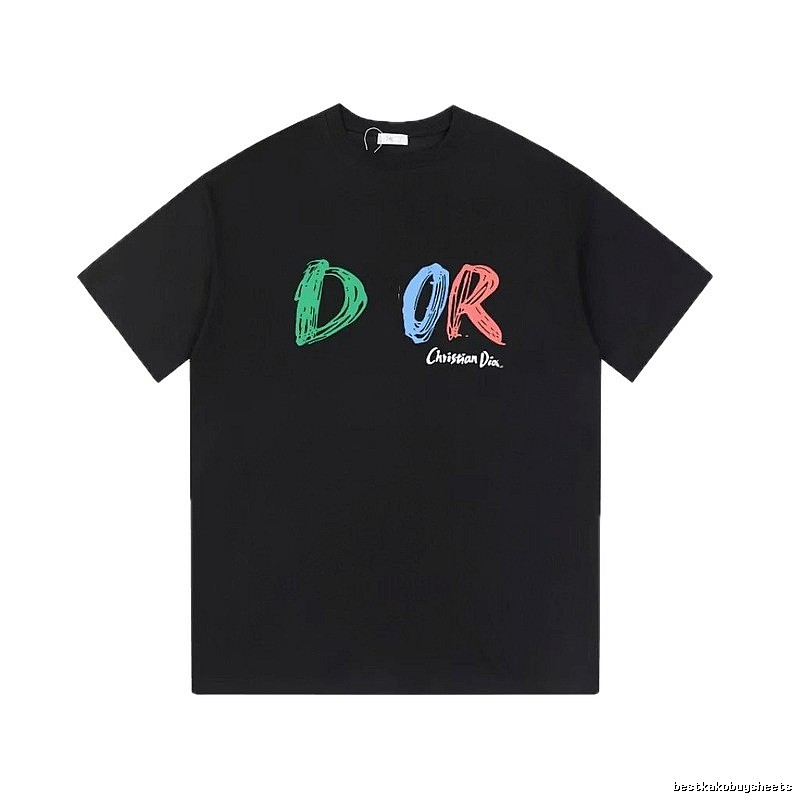 Dior Graffiti Collection Edgy Trendy Style Black Short-sleeve T-shirt