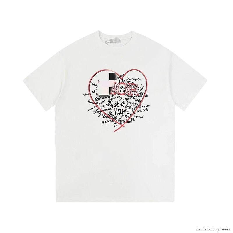 Dior Heart Graffiti Trendy Style White T-Shirt