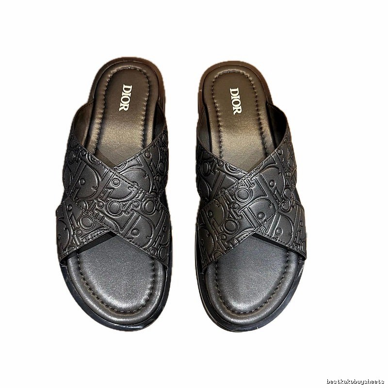 Dior Monogram Collection Light Luxury Style Black Slides