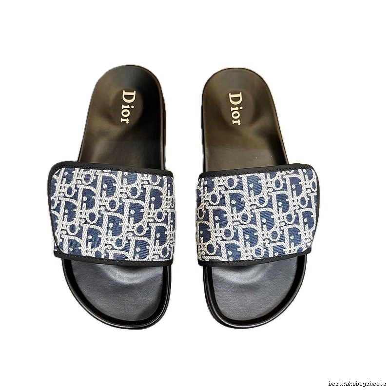 Dior Oblique Collection Luxury-style Blue & Black Slides