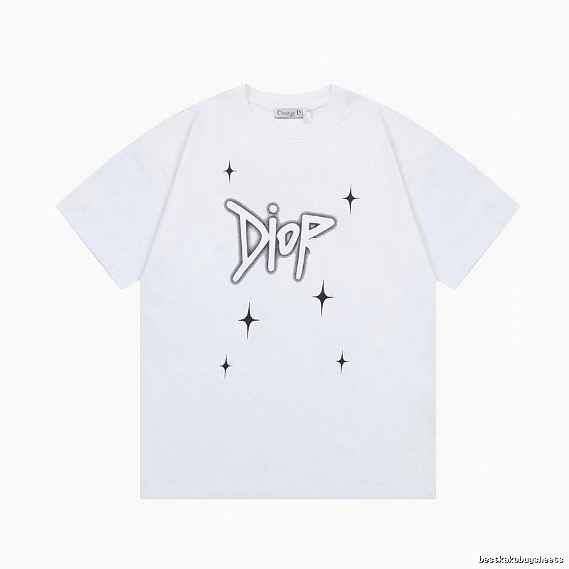 Dior Starburst Graffiti Street Style White Short-sleeve T-shirt