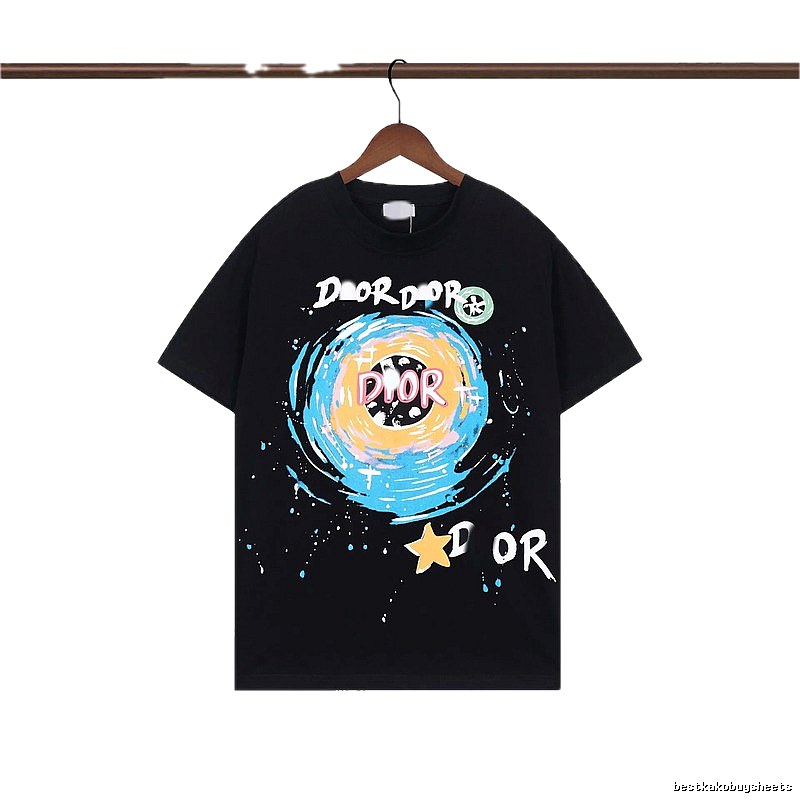 Dior Starry Sky Graffiti Style Black Short-sleeve T-Shirt