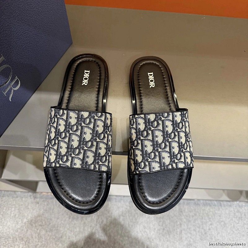 Dior Vintage Monogram Black and Grey Slides
