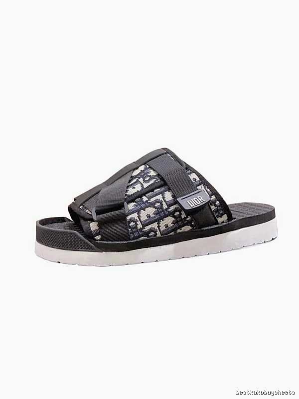 Dior Vintage Monogram Black and White Slide Sandals