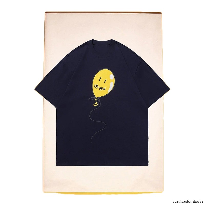 DREW Balloon Smiley Street Style Navy Blue Short Sleeve T-Shirt