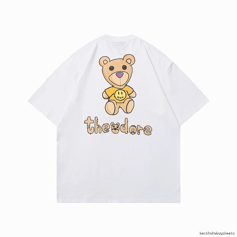 DREW Bear Print Street Style White T-shirt