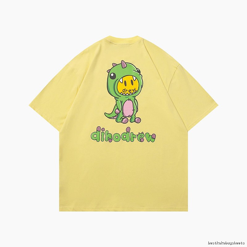 DREW Dinosaur Print Street Style Yellow Short-sleeve T-shirt