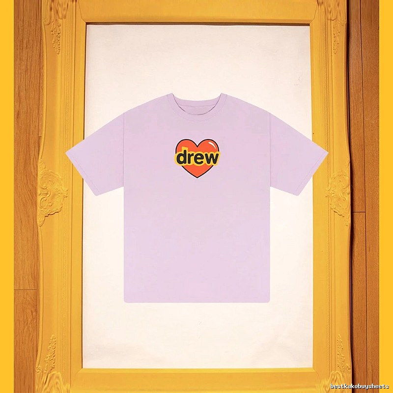 DREW Love Heart Print Street Style Light Purple Short Sleeve T-shirt