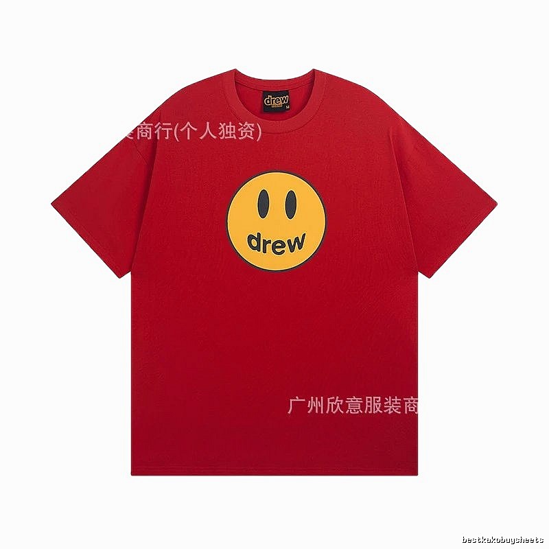 DREW Smiley American Street Style Red Short Sleeve T-Shirt
