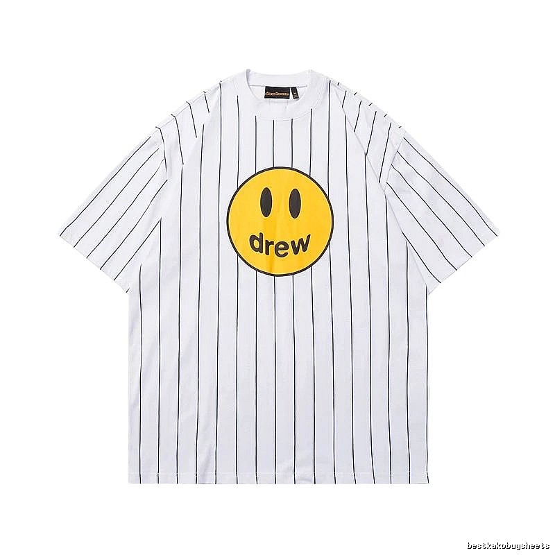 DREW Smiley Face Street Style White Striped T-shirt