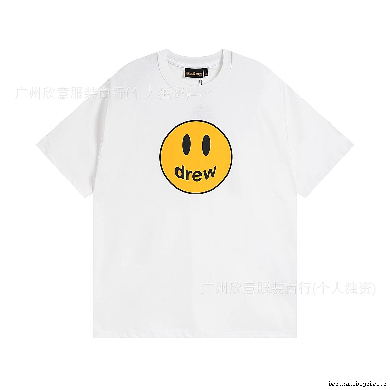 DREW Smiley Series Casual Style White Short-sleeve T-shirt