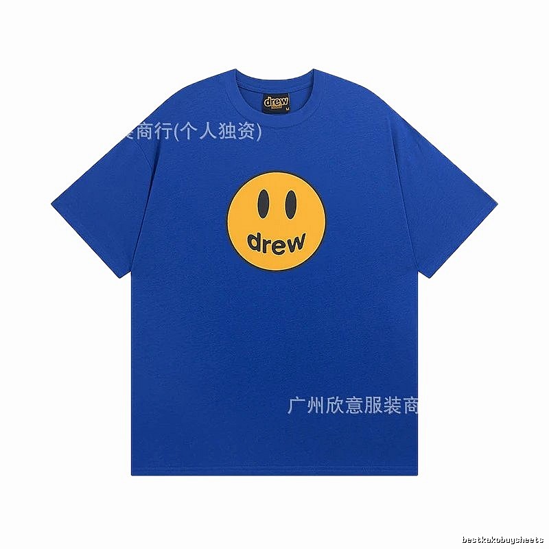 DREW Smiley Street Style Klein Blue Short Sleeve T-shirt