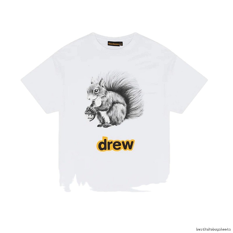 DREW Squirrel Print Street Style White T-Shirt