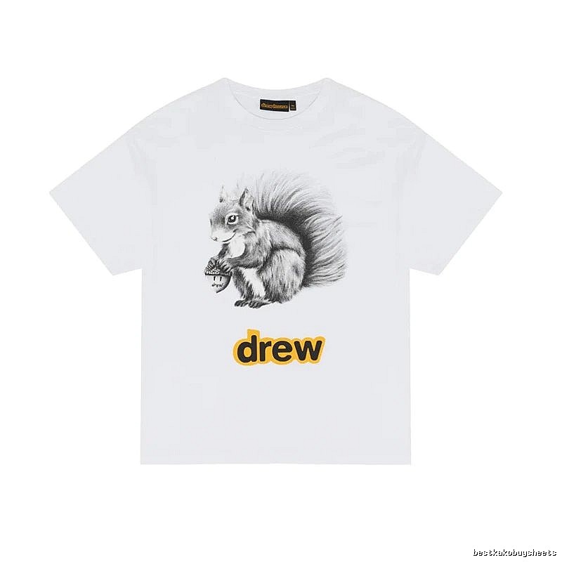 DREW Squirrel Print Street Style White T-shirt