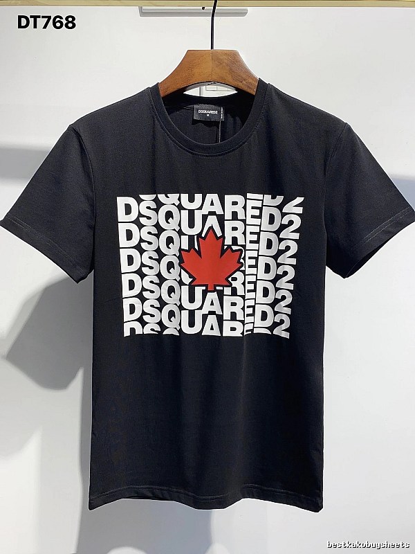 DSQ2 Maple Leaf Print Street Style Black T-Shirt