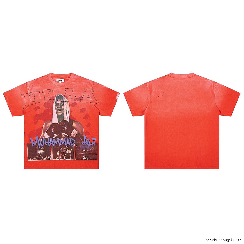 DUAA Ali Print Vintage Style Orange-red T-shirt