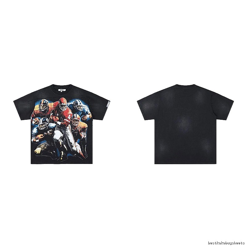 DUAA Rugby Print Retro Black T-Shirt