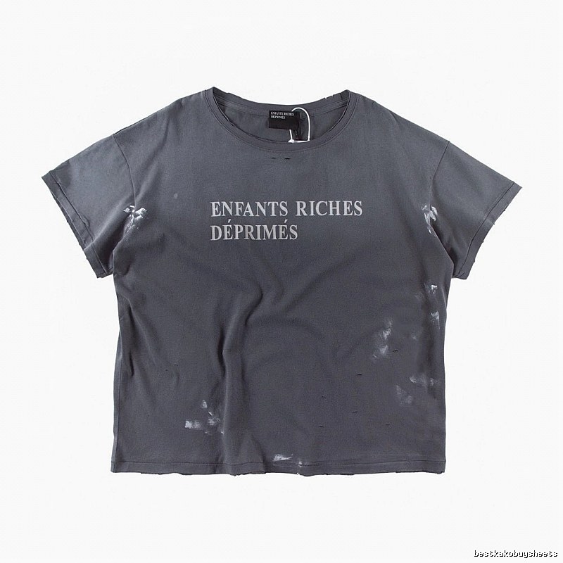 ERD Ink-splatter Distressed Vintage Style Gray Short Sleeve T-shirt