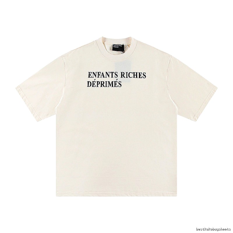 ERD Letter Print Minimalist Style Off-white Short-sleeve T-shirt