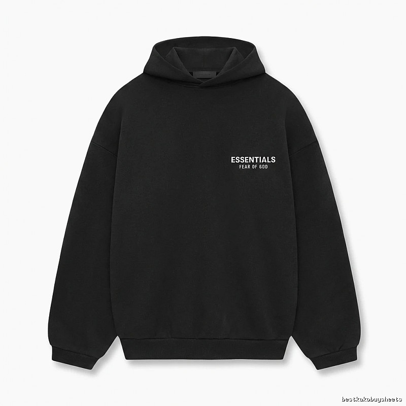 ESSENTIALS minimalist style black hoodie