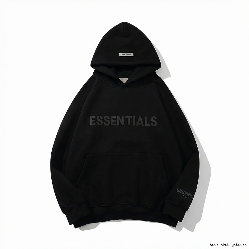 ESSENTIALS minimalist style black hoodie