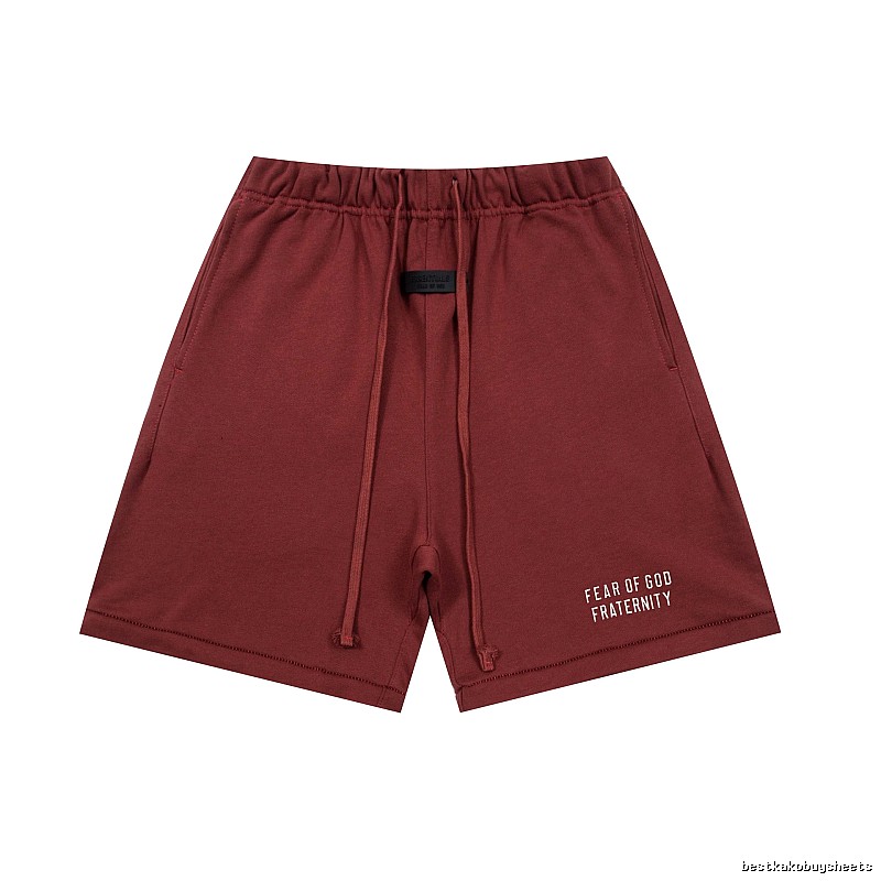 ESSENTIALS minimalist style wine red shorts