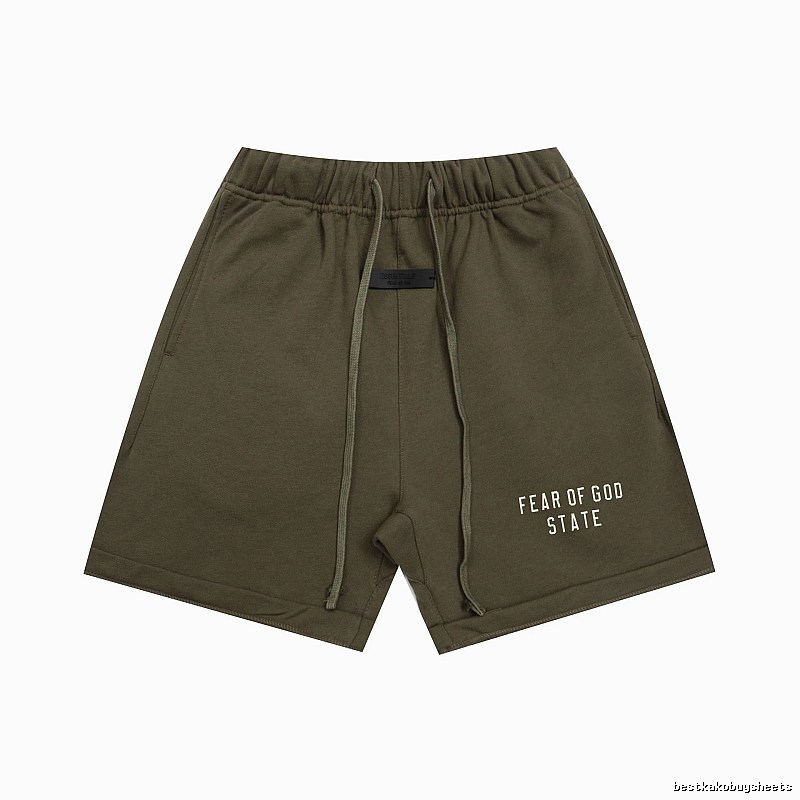 ESSENTIALS Sporty Military Green Shorts