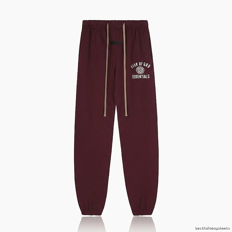 ESSENTIALS Trendy Casual Wine Red Sweatpants