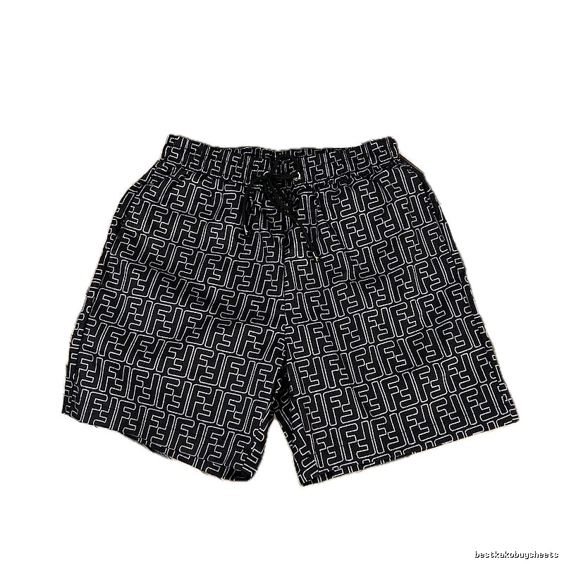 Fendi Double F Collection Vintage Monogram Style Black Shorts