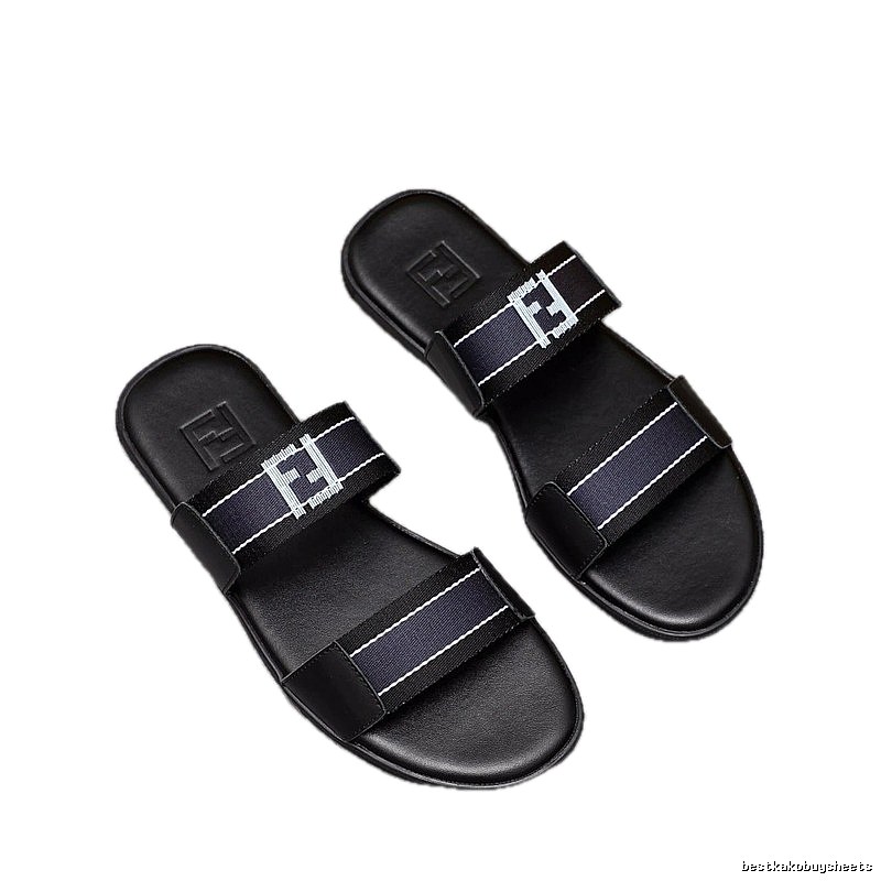 Fendi FF Collection Streetwear Style Black Slides