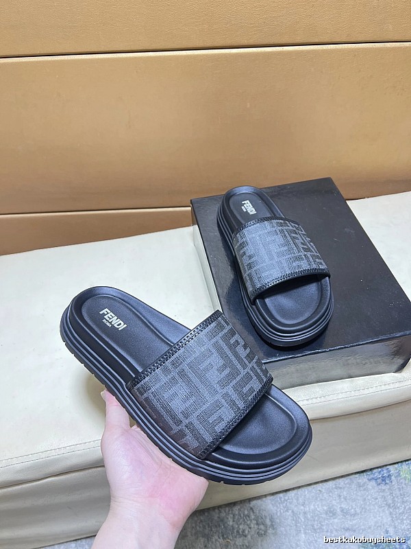 Fendi FF Monogram Casual Black Slide Sandals