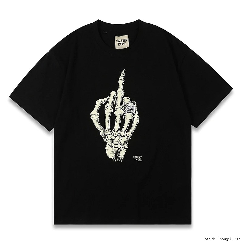 Gallery Dept Skull Print Trendy Cool Black T-shirt