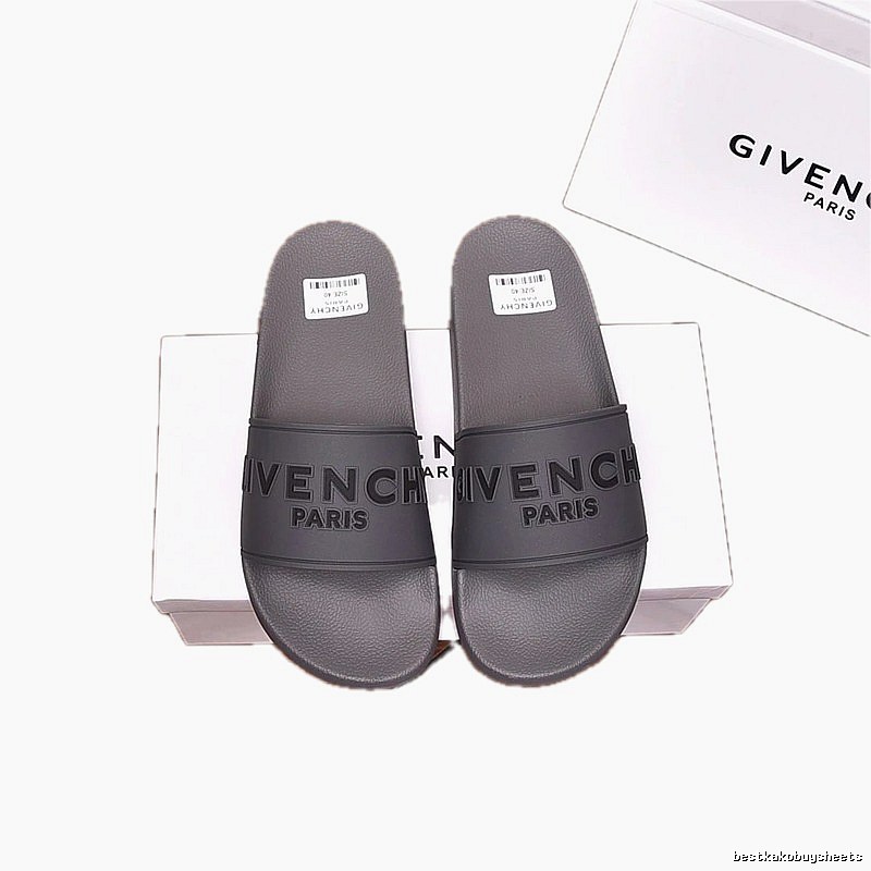 Givenchy Dark Grey Light Luxury Style Slide Sandals with Embossed Letters
