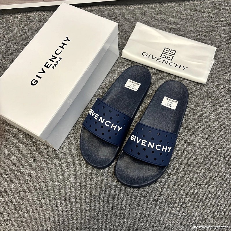 Givenchy Letter Cut-out Trendy Style Navy Blue Slides