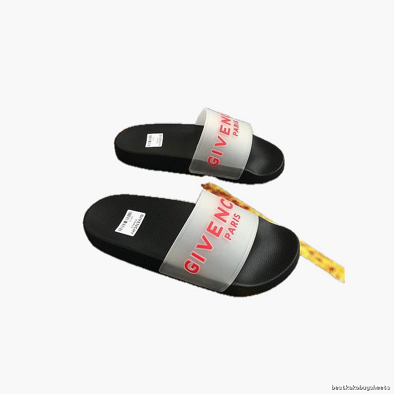 Givenchy Letter Print Streetwear-style Black and Red Slide Slippers