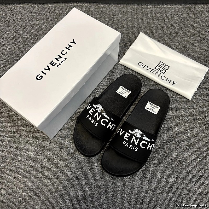 Givenchy x Disney Street Style Black Slide Sandals