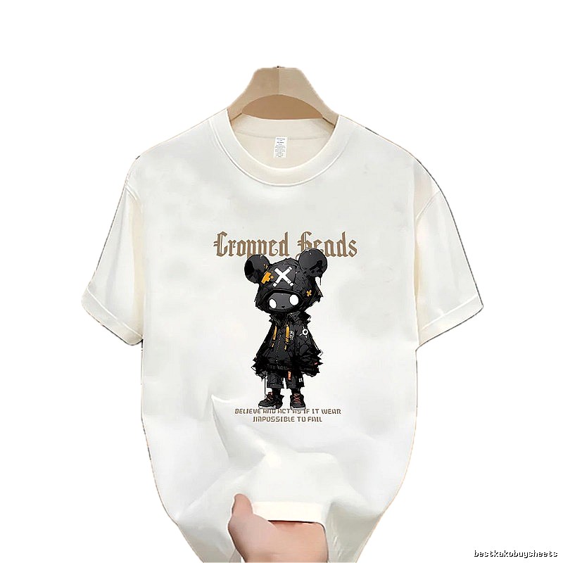Gloomy Bear Printed Street-style Off-white Short-sleeve T-shirt