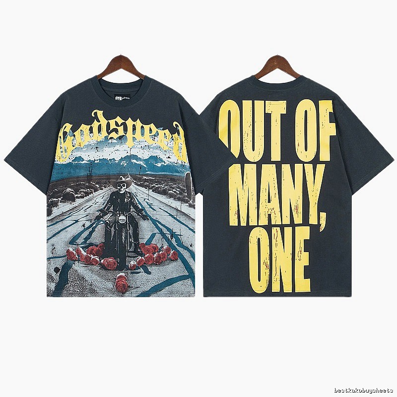 Godspeed Print Biker Style Dark Gray T-Shirt