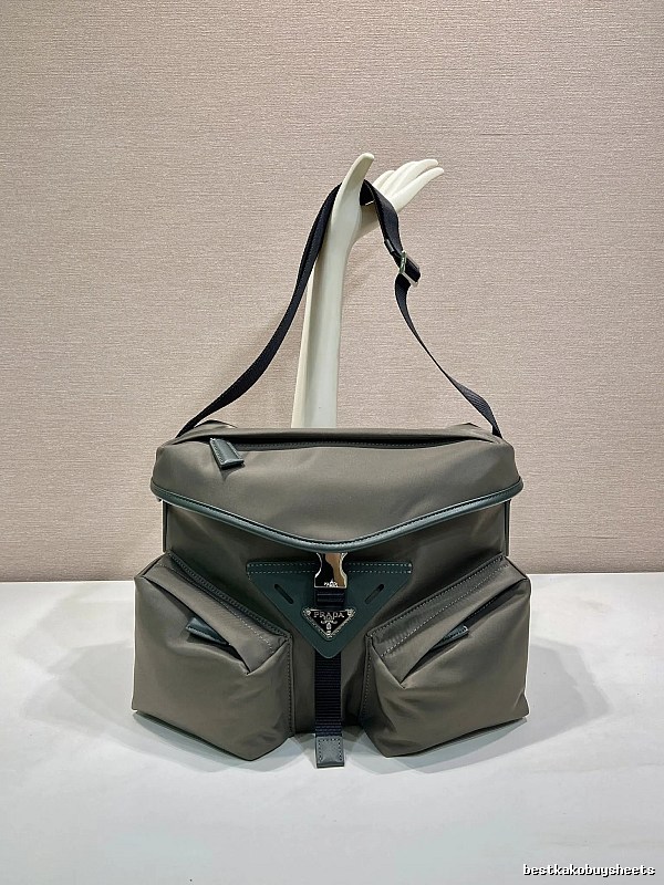 Gray Geometric Shoulder Bag Prada Shoulder Bag for Daily Rotation