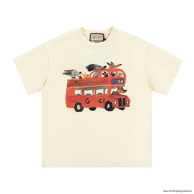 Gucci Bus Print Whimsical Style Off-white T-Shirt