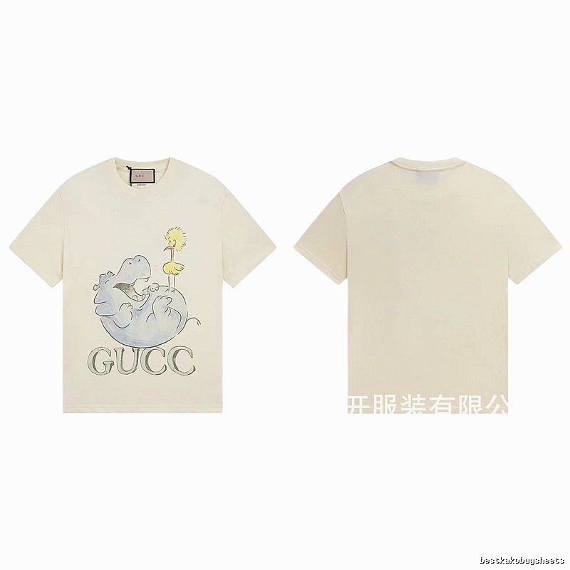 Gucci Cartoon Hippo Casual Off-white T-shirt