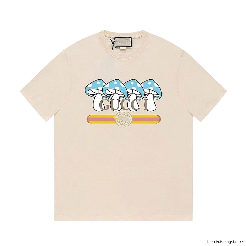 Gucci Mushroom Print Casual Style Off-white T-shirt