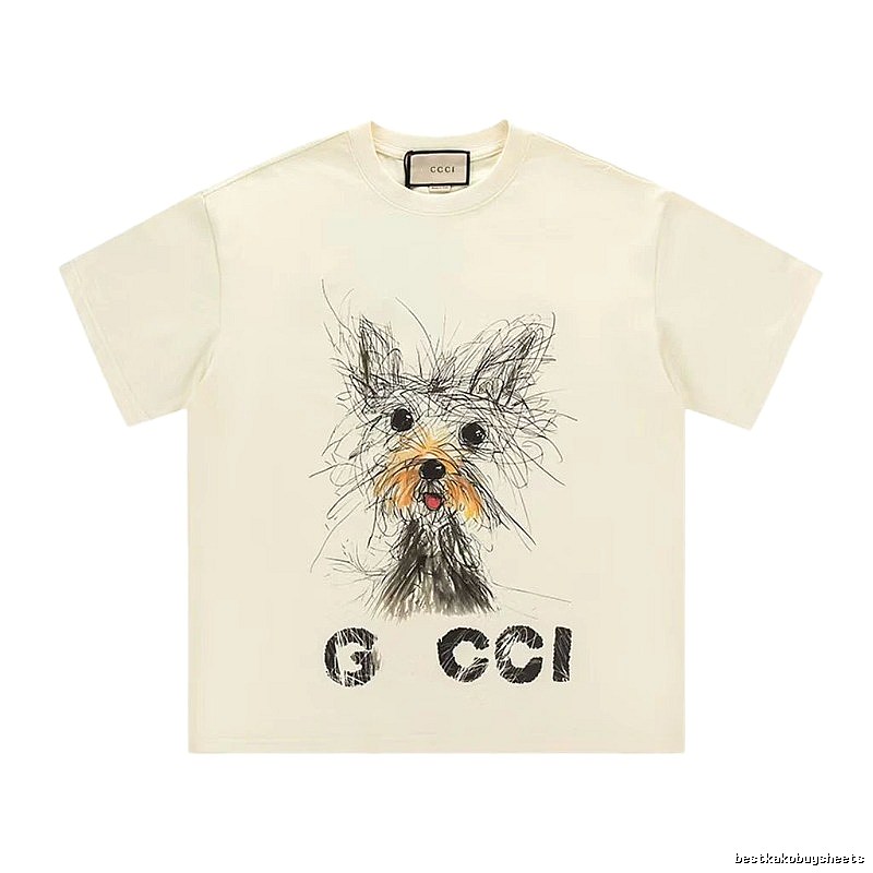 Gucci Puppy Graffiti Casual Style Off-white T-Shirt