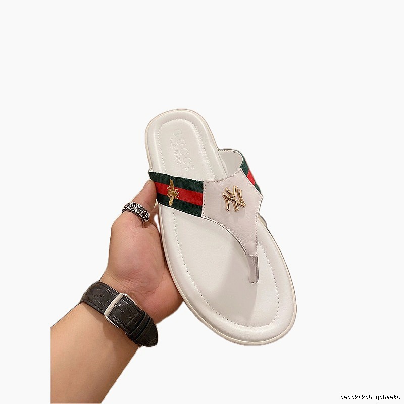 Gucci x NY Co-branded Vintage Style White Flip-Flops