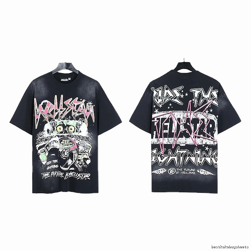 Hellstar Car Graffiti Street Style Black T-Shirt
