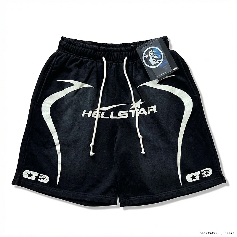 Hellstar dark-style black shorts