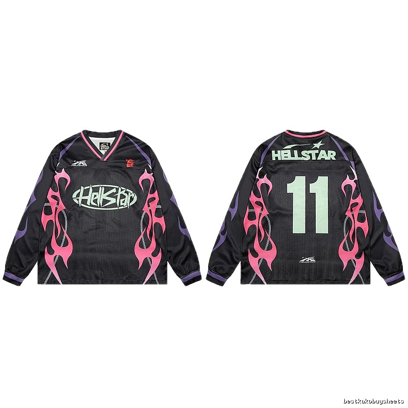 Hellstar Flame Street Style Black and Pink Jersey