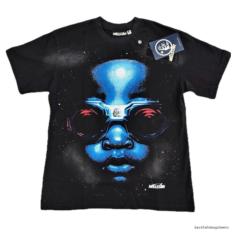 Hellstar Portrait Print Street Style Black T-Shirt